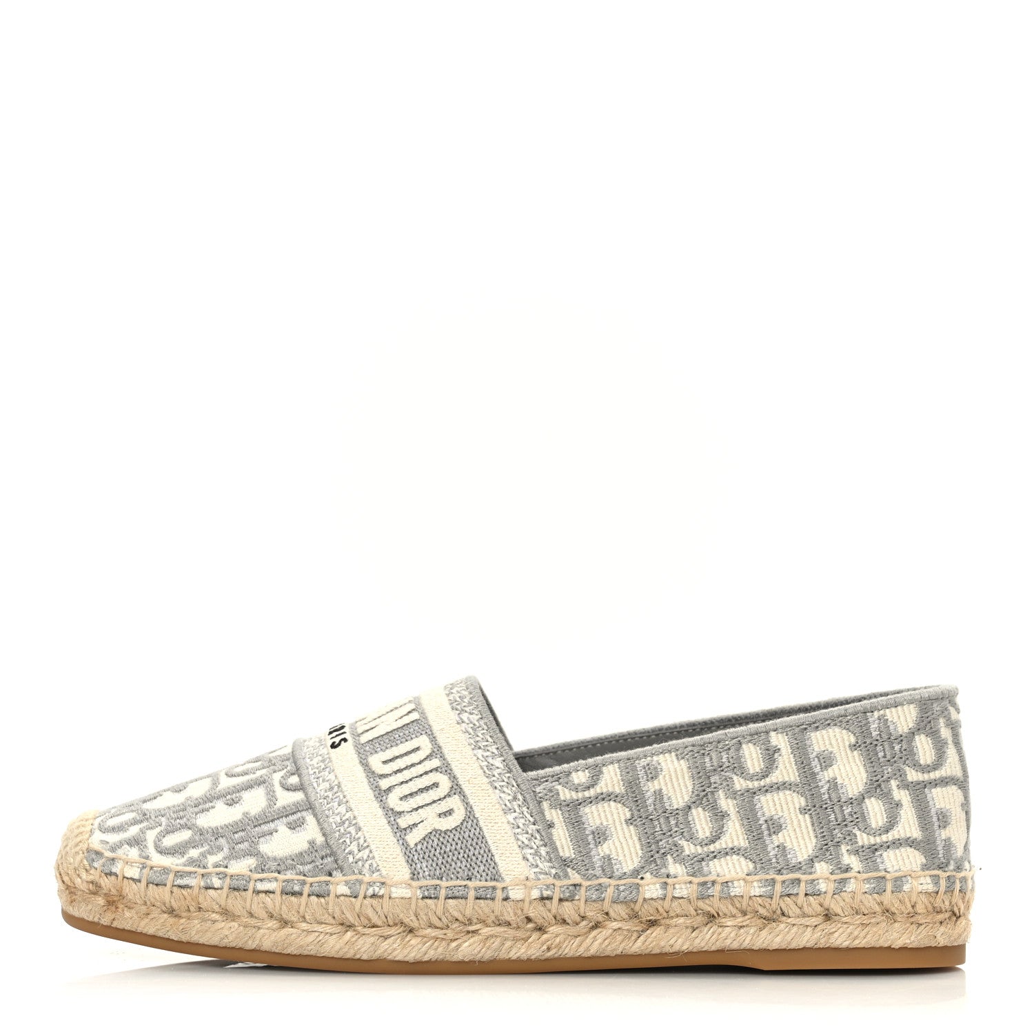 Christian Dior Oblique Embroidered Granville 15mm Espadrilles 36.5 Grey Stone 1 of 8