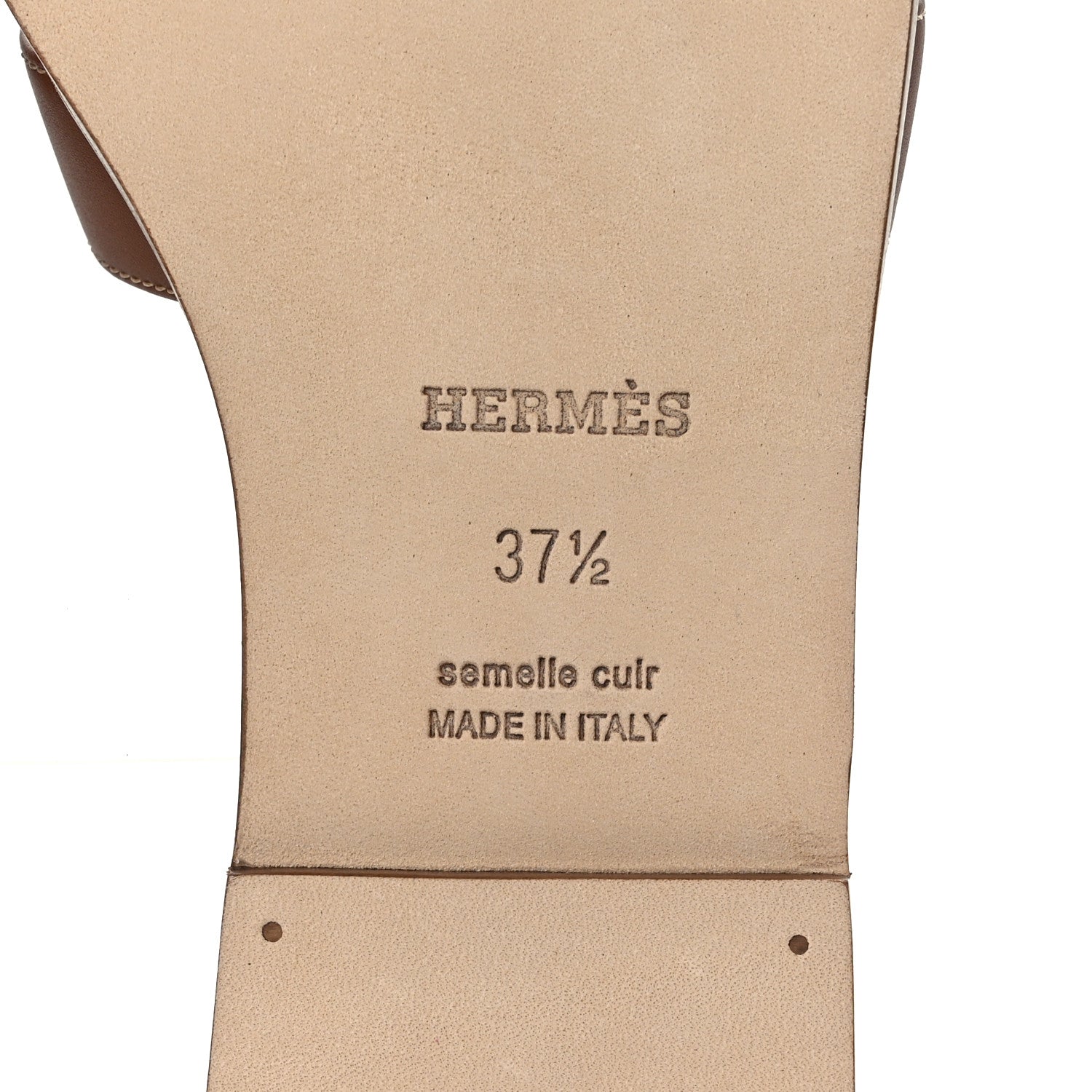 Hermes Box Calfskin Oran Sandals 37.5 Gold 6 of 8