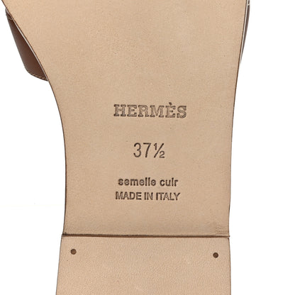 Hermes Box Calfskin Oran Sandals 37.5 Gold 6 of 8
