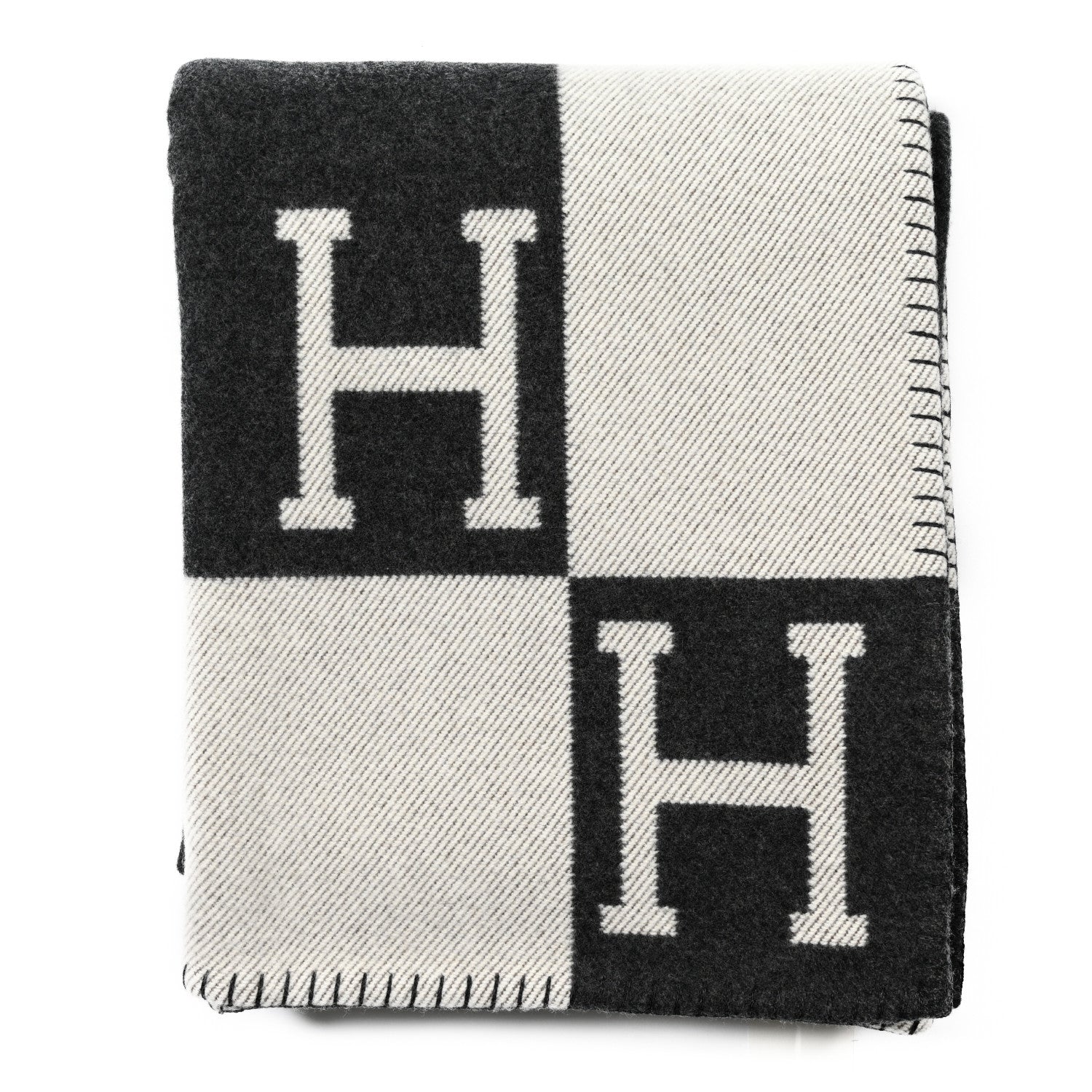 Hermes Wool Cashmere Avalon Blanket Ecru Gris Fonce 1 of 3