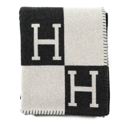 Hermes Wool Cashmere Avalon Blanket Ecru Gris Fonce 1 of 3