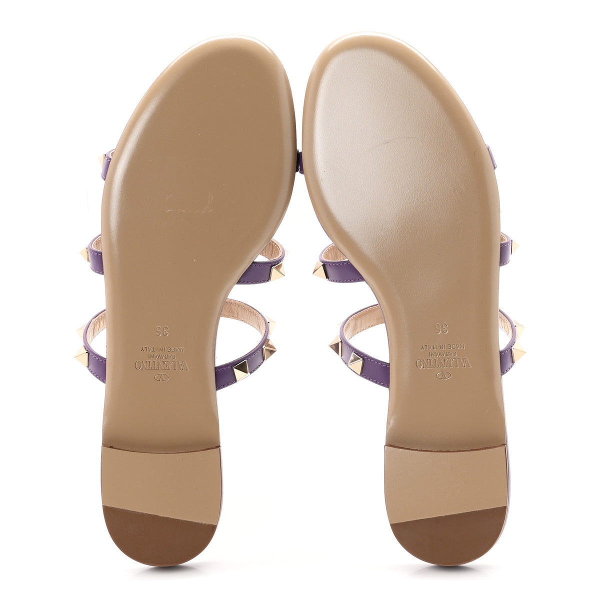 Valentino Garavani Nappa Rockstud Caged Flat Slide Sandals 36 Indian Violet 6 of 10