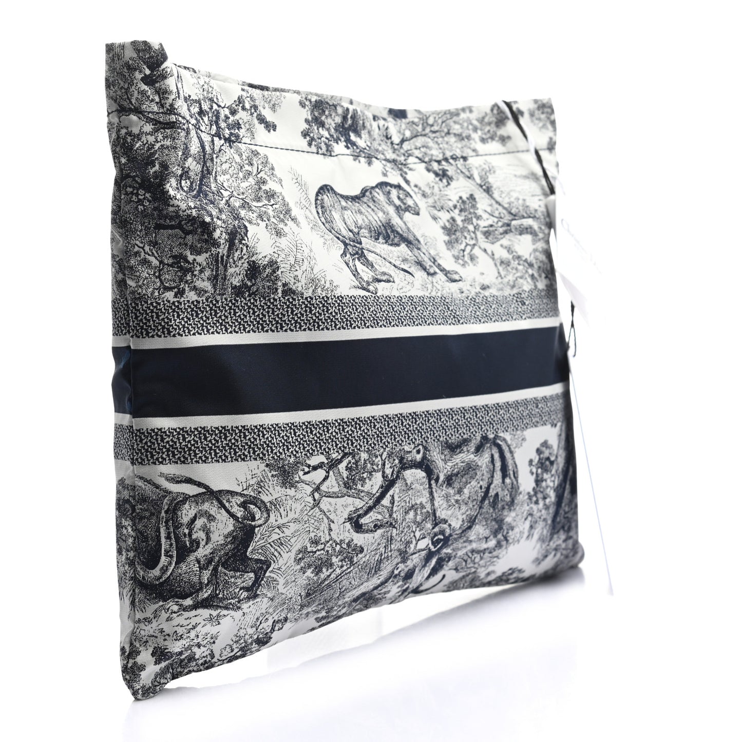 Embroidered Toile De Jouy Diortravel Zipped Pouch Blue