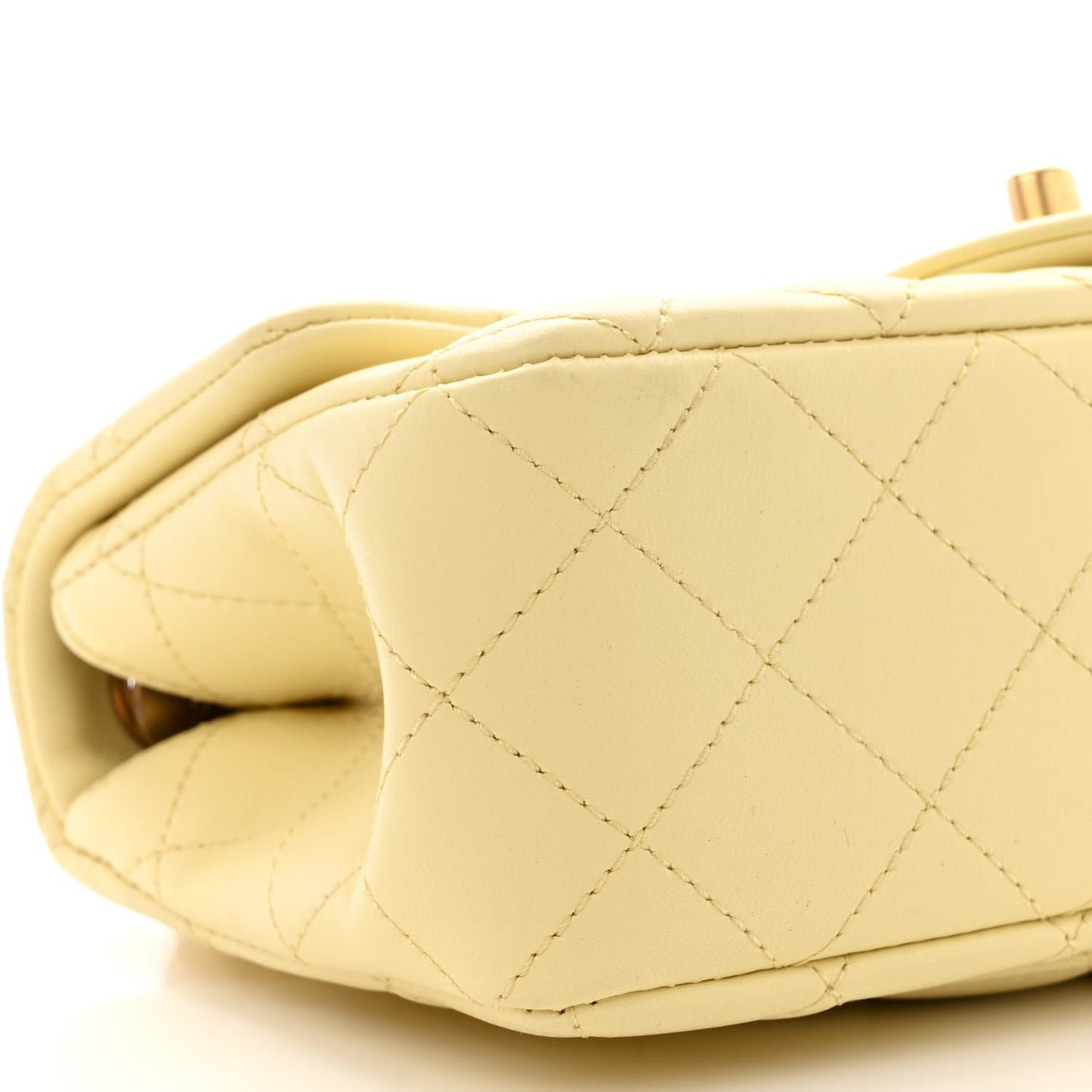 Lambskin Quilted Mini Rectangular Sweet Camellia Flap Yellow