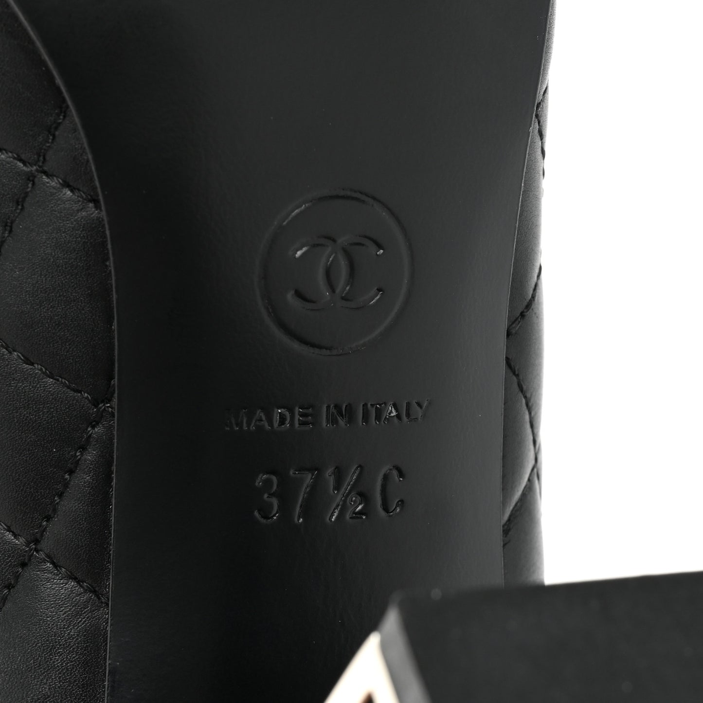 Lambskin Grosgrain Quilted Cap Toe CC Pumps 37.5 Black