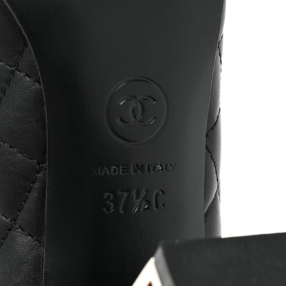 Chanel Lambskin Grosgrain Quilted Cap Toe CC Pumps 37.5 Black 6 of 11