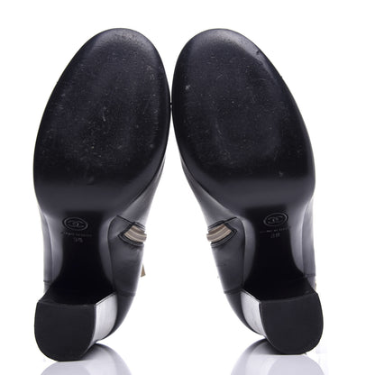 Chanel Tumbled Calfskin CC Short Boots 39 Beige Black 6 of 11