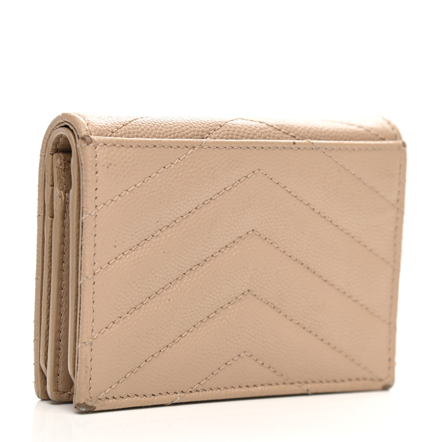 Saint Laurent Grain De Poudre Matelasse Chevron Monogram Card Case Nude Powder 3 of 11