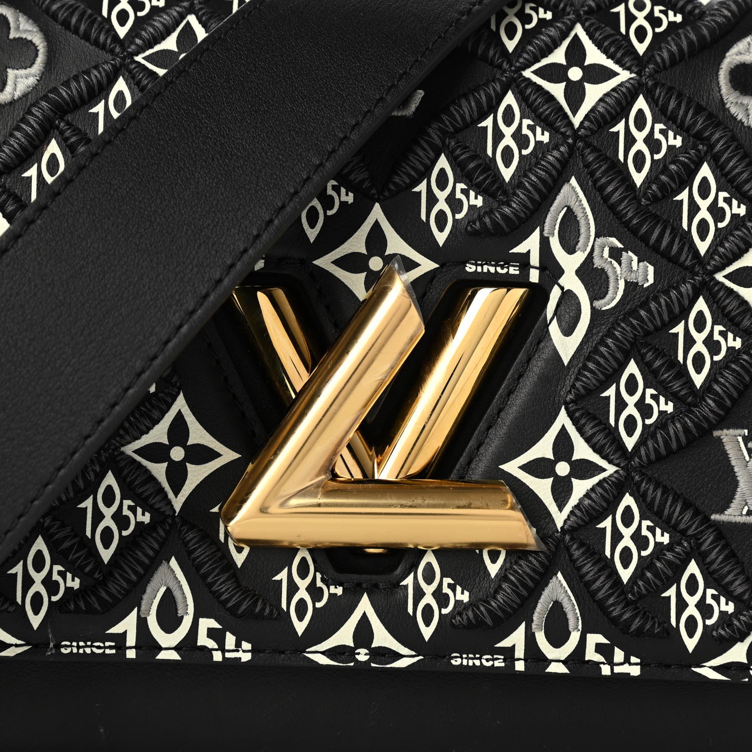 Louis Vuitton Calfskin Since 1854 Embroidered Twist MM Black 7 of 10