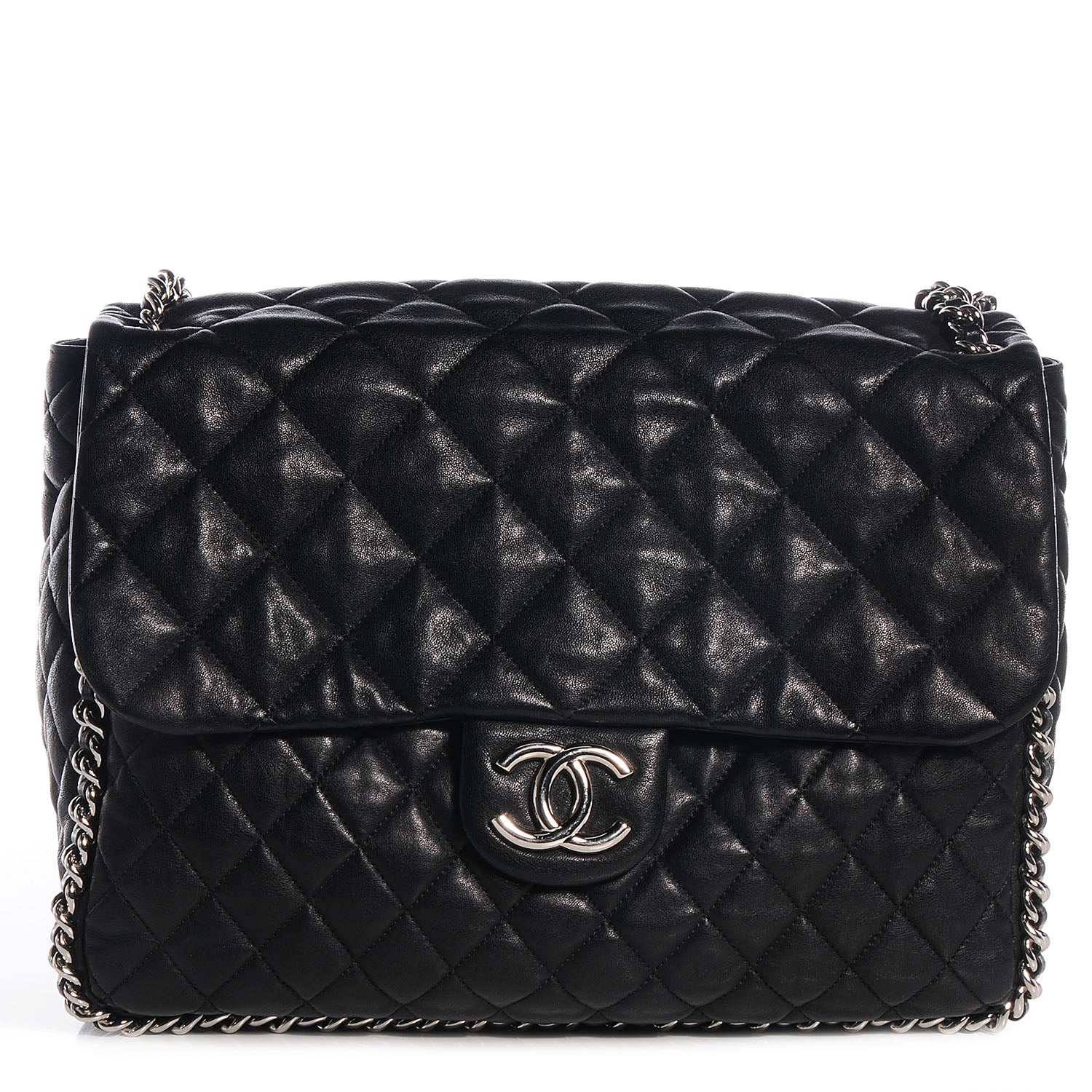 Chanel Lambskin Chain Around Maxi Flap Bag Black 1 of 8