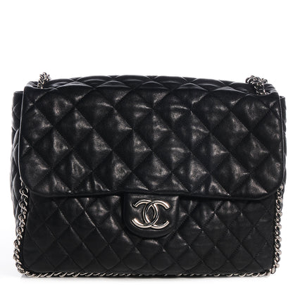 Chanel Lambskin Chain Around Maxi Flap Bag Black 1 of 8