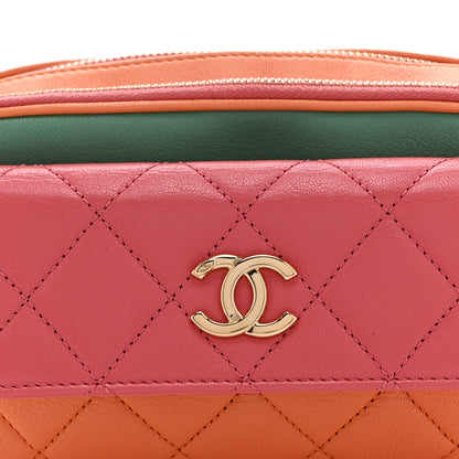 Chanel Goatskin Quilted Tri-Color In & Out Waist Bag Orange Green Pink 10 of 12