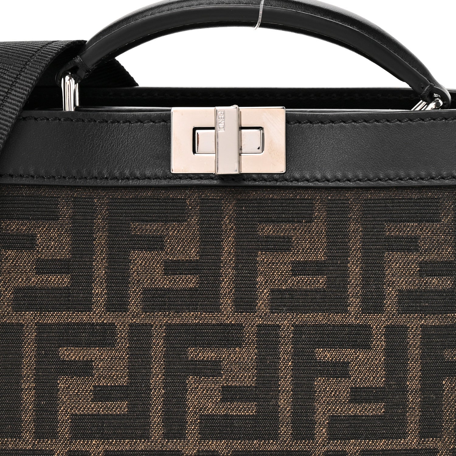 Fendi FF Vitello King Jacquard 1974 Mini Peekaboo I SEE U Satchel Brown 9 of 12