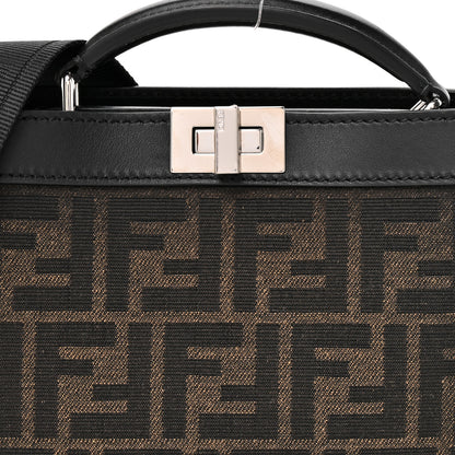 Fendi FF Vitello King Jacquard 1974 Mini Peekaboo I SEE U Satchel Brown 9 of 12