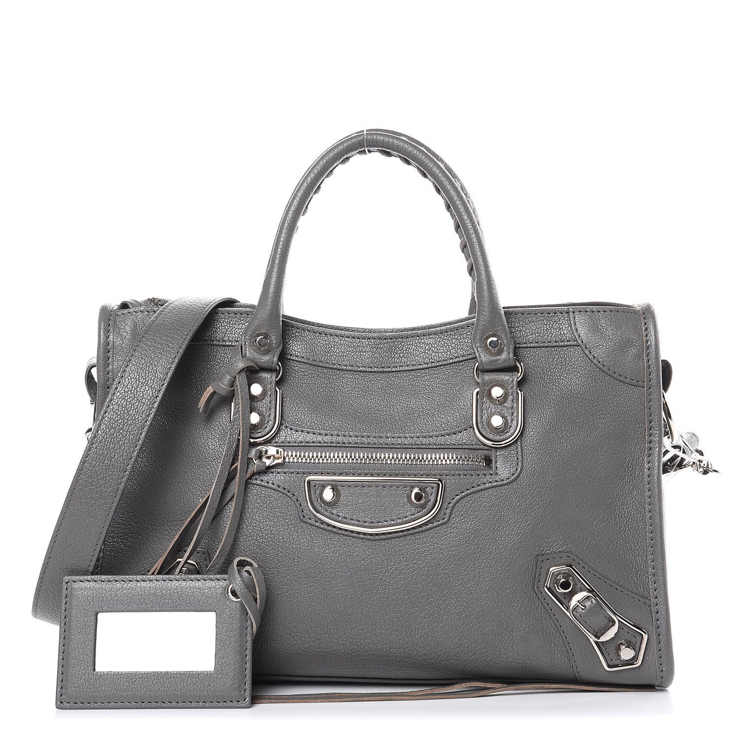 Chevre Silver Metallic Edge Hardware S City Gris Acier