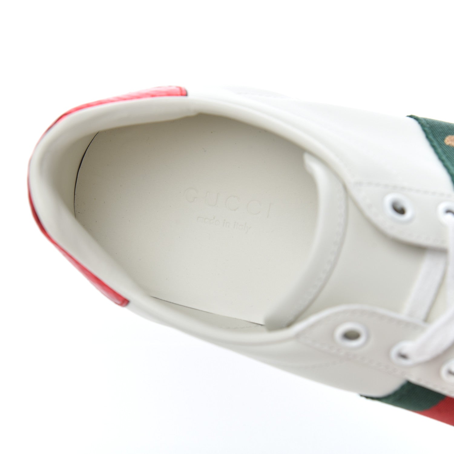 Gucci Calfskin Ayers Bee Embroidered Womens Ace Sneakers 37.5 White Green 6 of 18