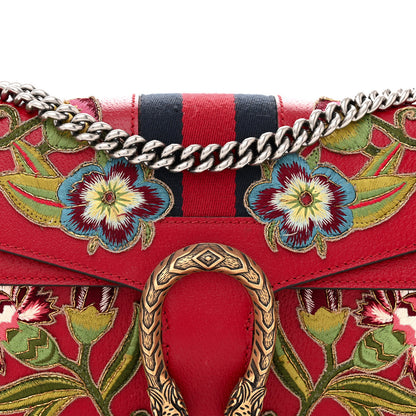 Gucci Calfskin Web Floral Embroidered Small Dionysus Shoulder Bag Hibiscus Red 9 of 16
