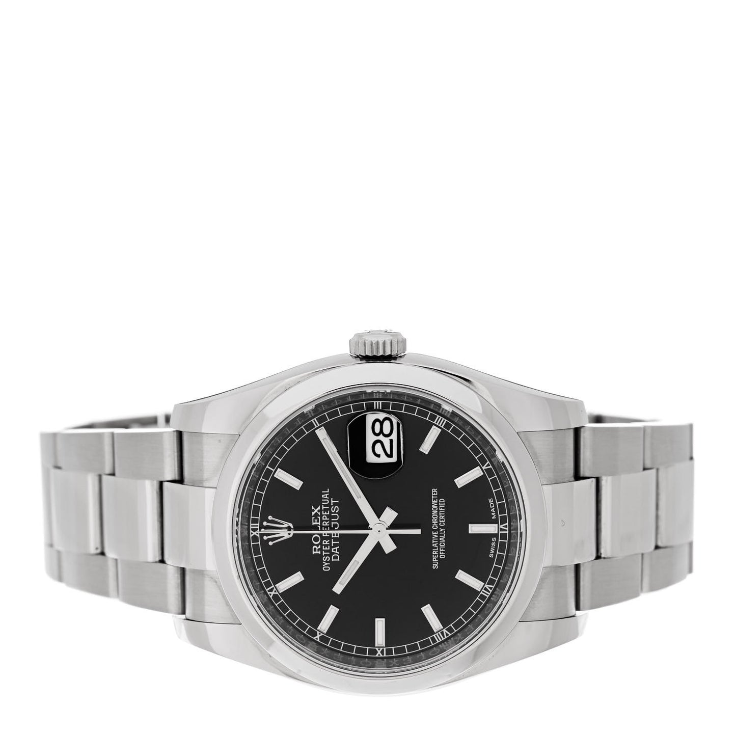 Stainless Steel 36mm Oyster Perpetual Datejust Watch Black 116200