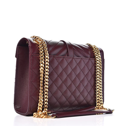 Saint Laurent Grain De Poudre Textured Mixed Matelasse Medium Triquilt Monogram Satchel Rouge Legion 3 of 10