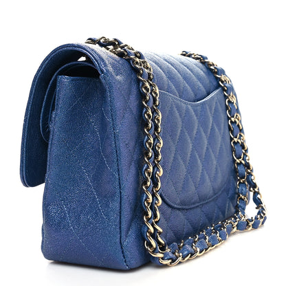 Chanel Iridescent Caviar Quilted Medium Double Flap Dark Blue 3 of 11