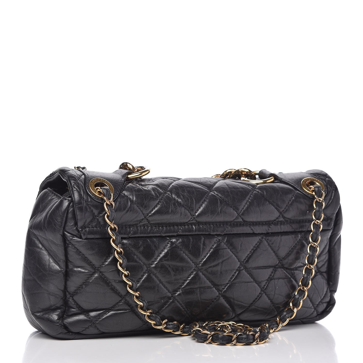 Chanel Aged Calfskin Quilted Medium Pondichery Flap Black 2 of 10