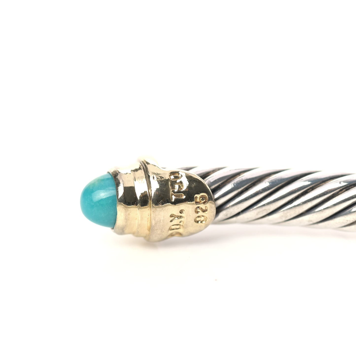 Sterling Silver 18K Yellow Gold Turquoise 4mm Cable Classics Bracelet