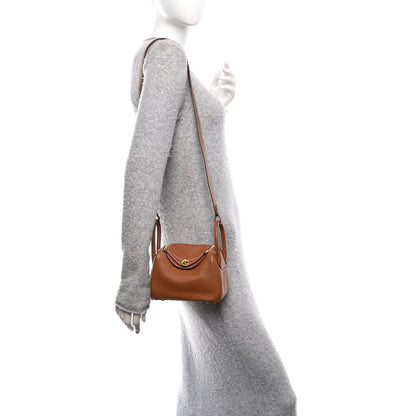 Hermes Taurillon Clemence Mini Lindy 20 Gold 2 of 10