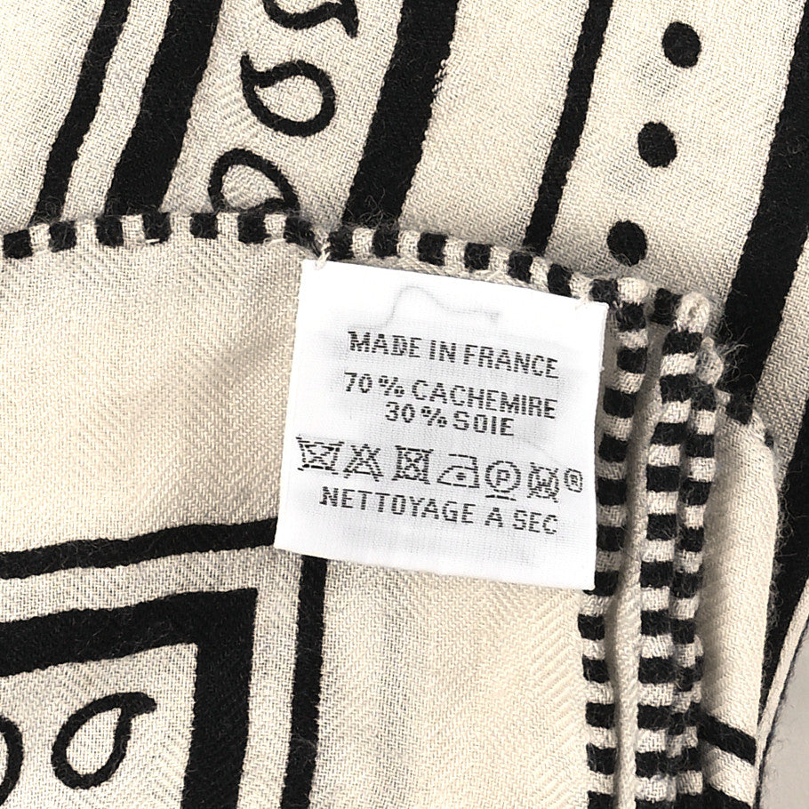 Hermes Cashmere Silk Festival Des Amazones Shawl 140 White Black 3 of 6