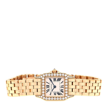 Cartier 18K Yellow Gold Diamond 20mm Santos Demoiselle Quartz Watch 2 of 4