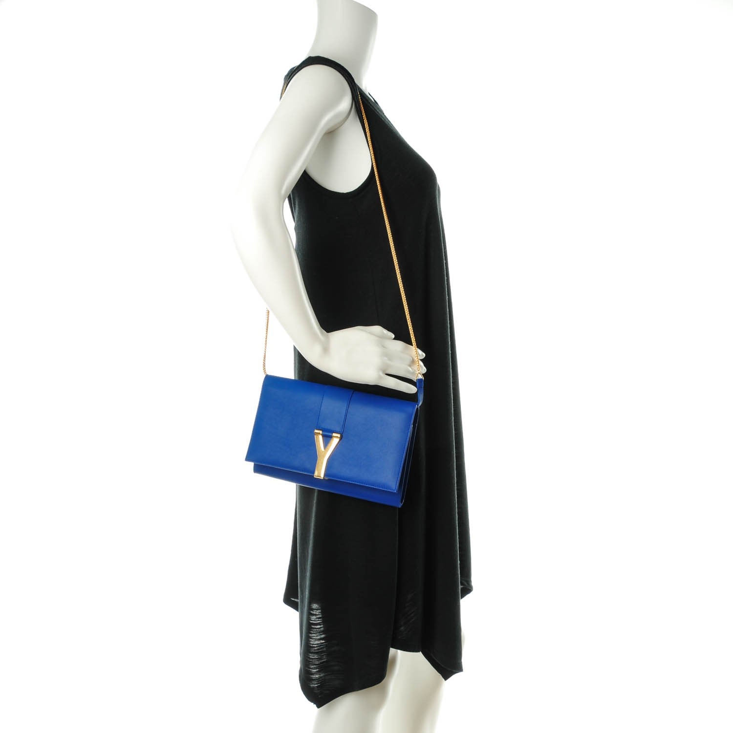 Saint Laurent Calfskin Classic Y Chain Wallet Blue Majorelle 2 of 8
