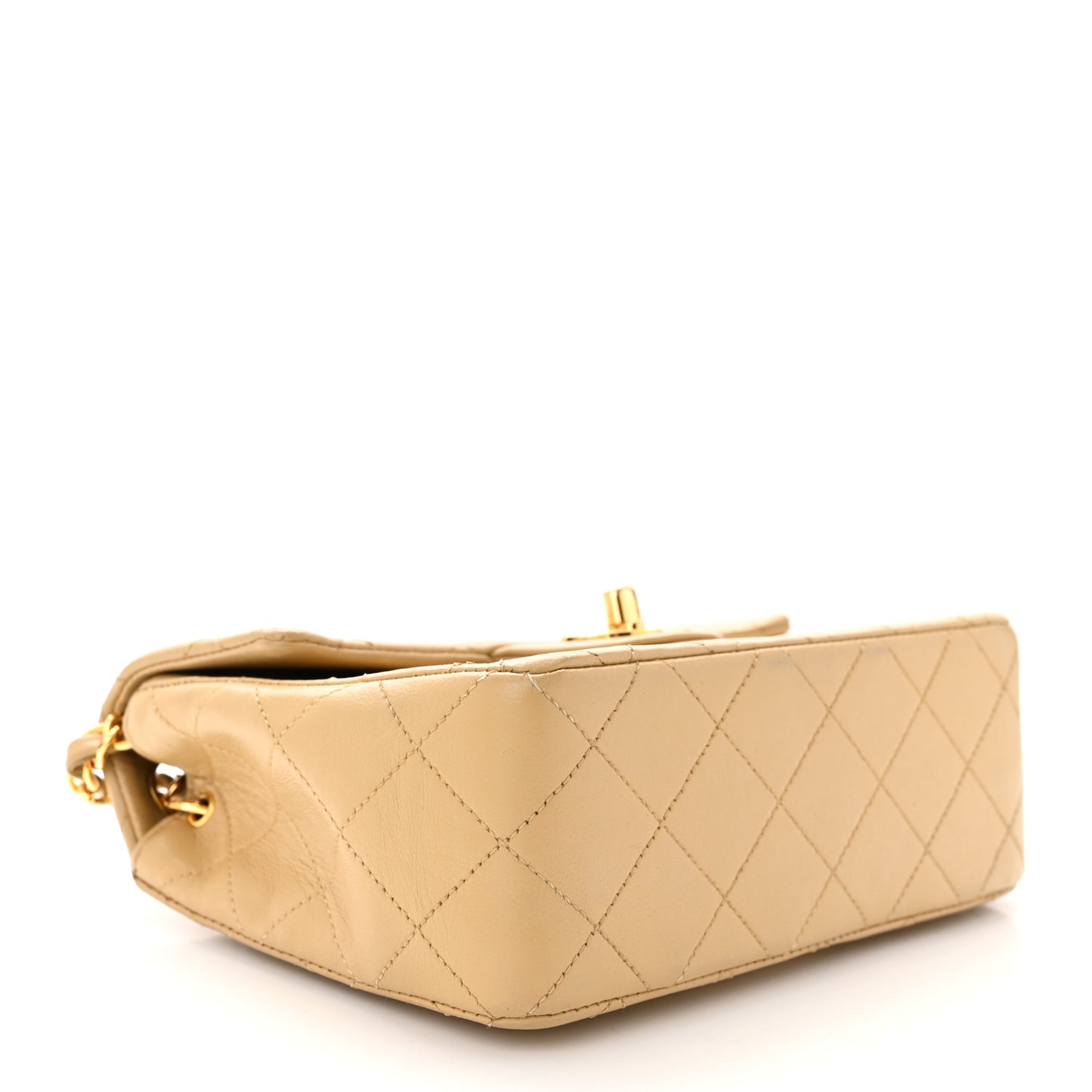 Lambskin Quilted Mini Square Flap Beige