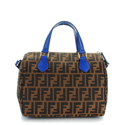 Fendi Zucca Vitello Elite Small Boston Tobacco Blue Neon 1 of 8