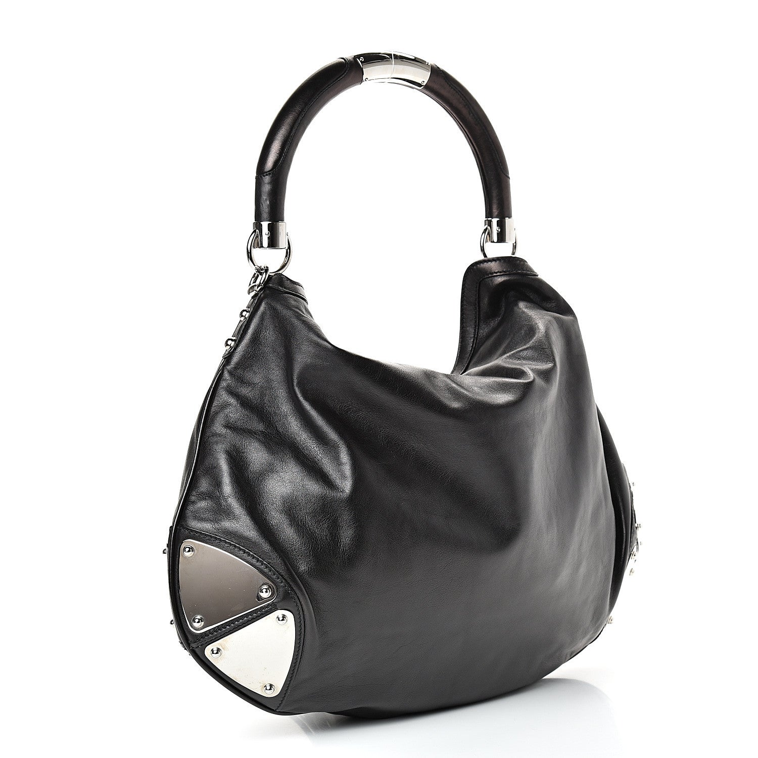 Gucci Calfskin Large Indy Top Handle Hobo Black 2 of 9