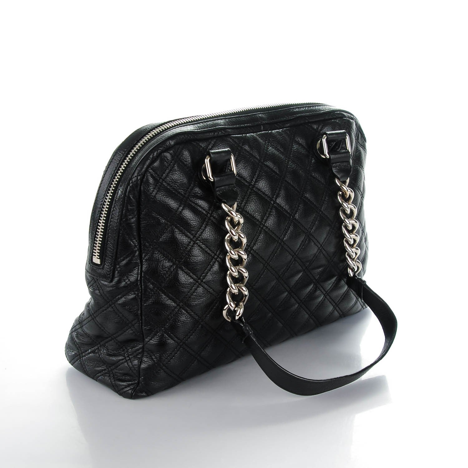 Marc Jacobs Lacquered Goatskin Quilted Karlie Satchel Black 3 of 8