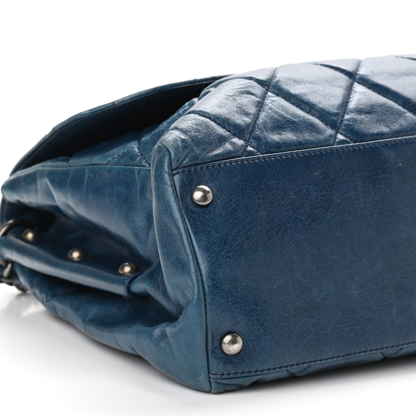 Glazed Calfskin Boy Satchel Flap Blue