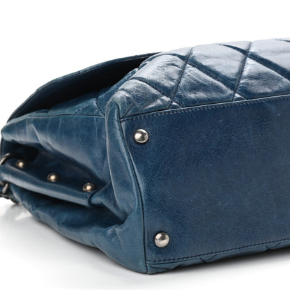 Chanel Glazed Calfskin Boy Satchel Flap Blue 9 of 11