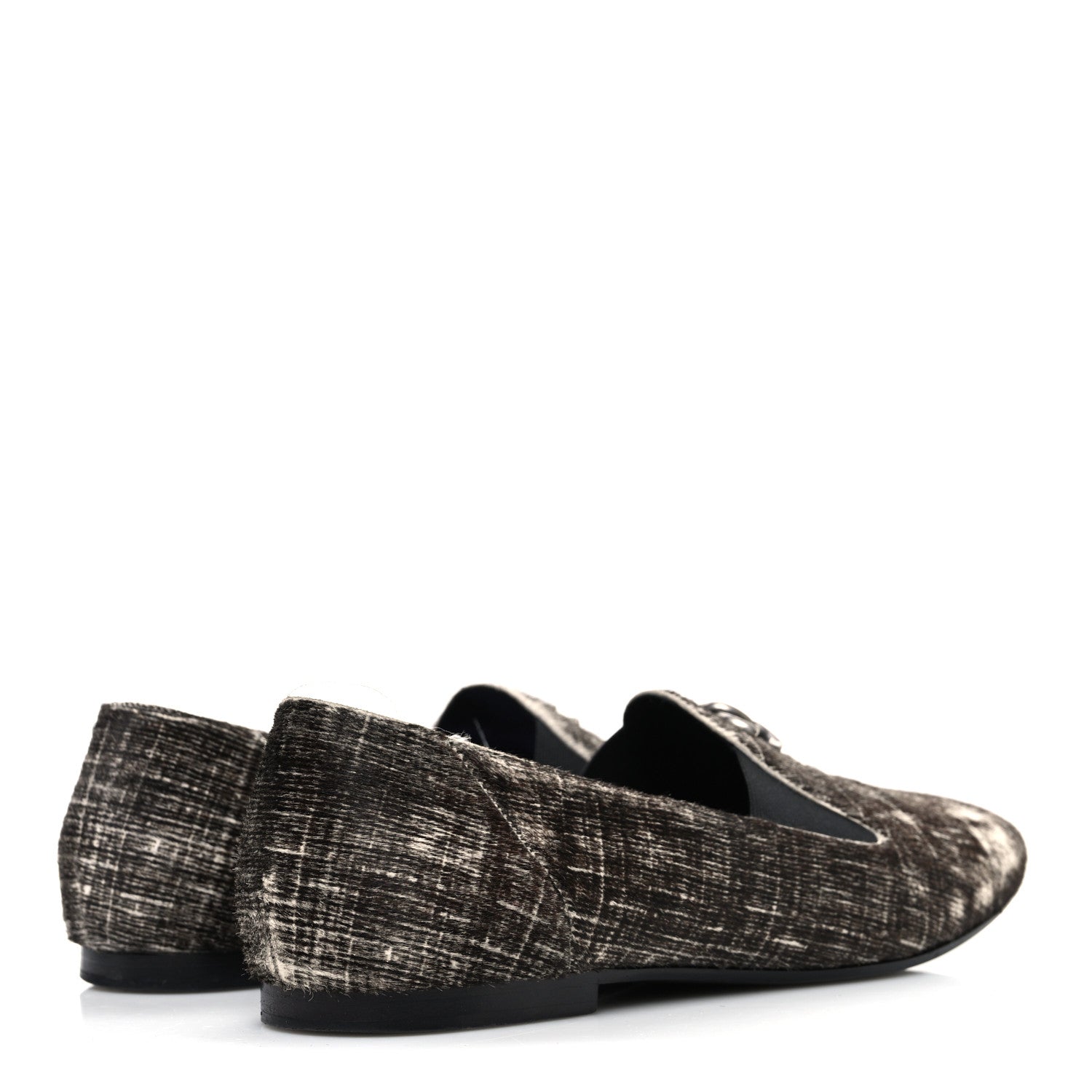 Chanel Pony Hair Calfskin CC Mocassin Loafers 39 Silver Black 5 of 11