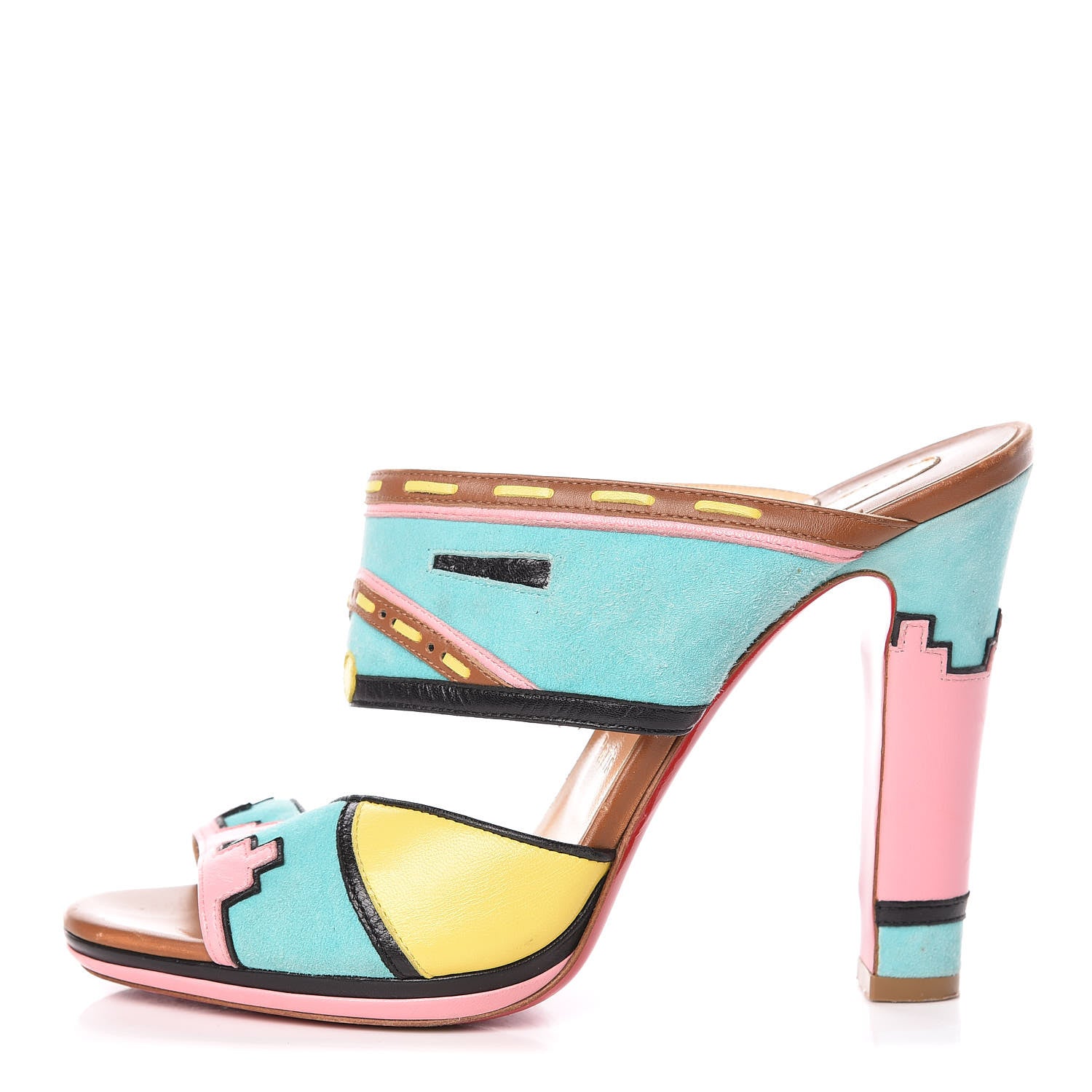 Christian Louboutin Suede Zunika 120 Slide Sandals 38 Turquoise Multicolor 1 of 20