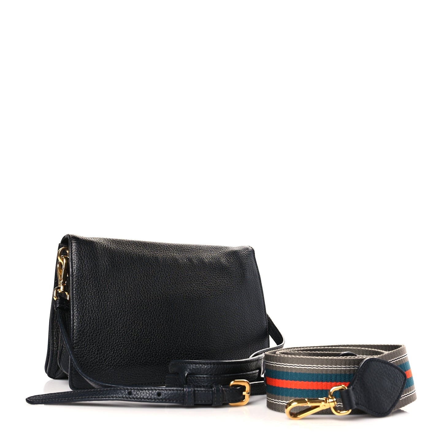 Vitello Daino Flap Crossbody Black