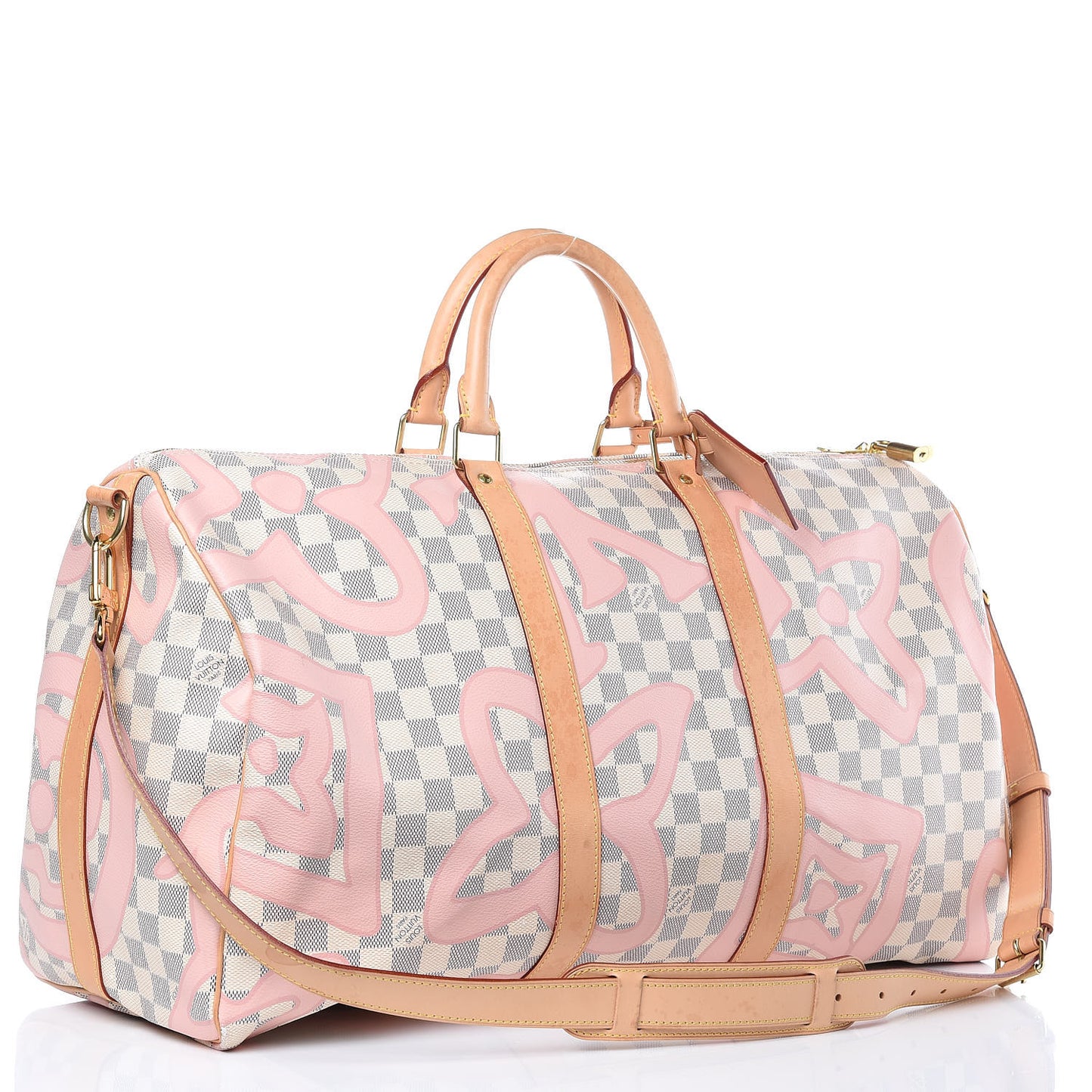 Damier Azur Tahitienne Keepall Bandouliere 50 Rose Ballerine