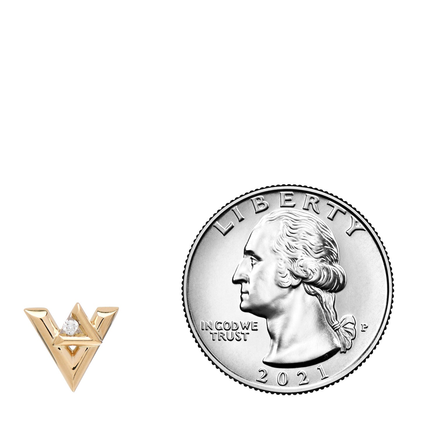 18K Yellow Gold Diamond LV Volt Single Stud Earring