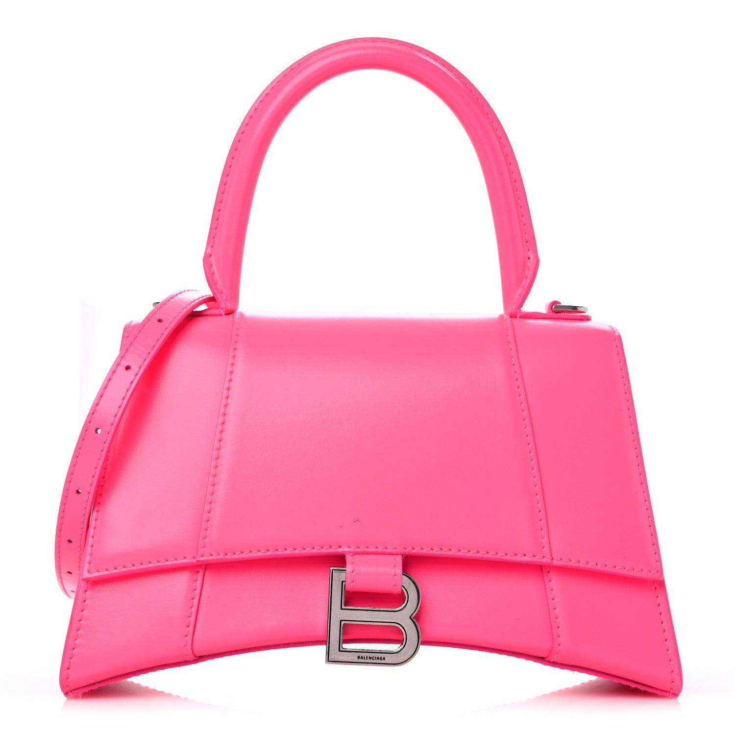 Balenciaga Shiny Box Calfskin Small Hourglass Top Handle Bag Hot Pink 1 of 17