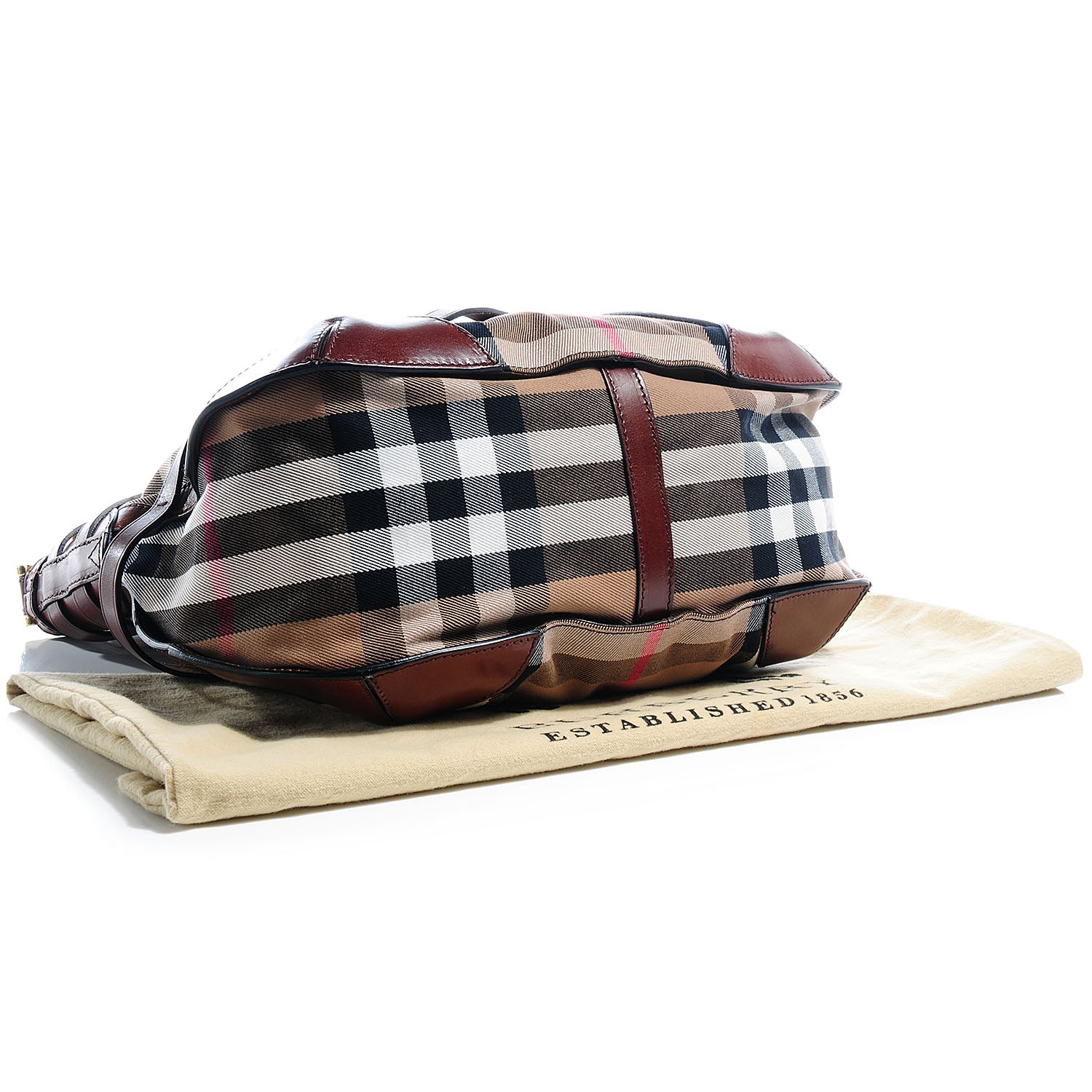 Burberry House Check Bridle Calfskin Small Dutton Hobo Dark Tan 4 of 11