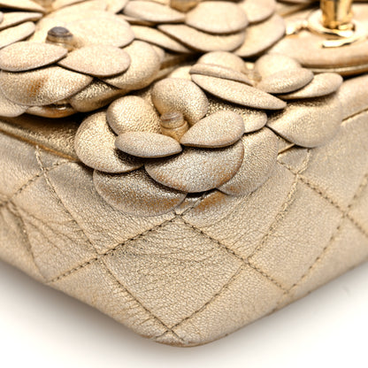 Chanel Metallic Lambskin Quilted Mini Camellia Flap Gold 9 of 12