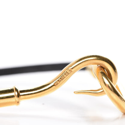 Hermes Leather Jumbo Hook Bracelet Black 5 of 5