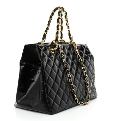 Chanel Patent Quilted Grand Shopping Tote GST Black 3 of 15