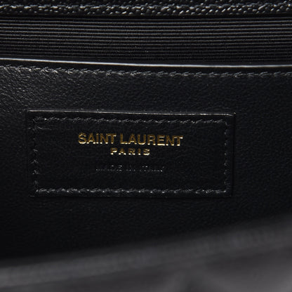 Saint Laurent Grain De Poudre Textured Mixed Matelasse Triquilt Medium Monogram Satchel Black 7 of 9
