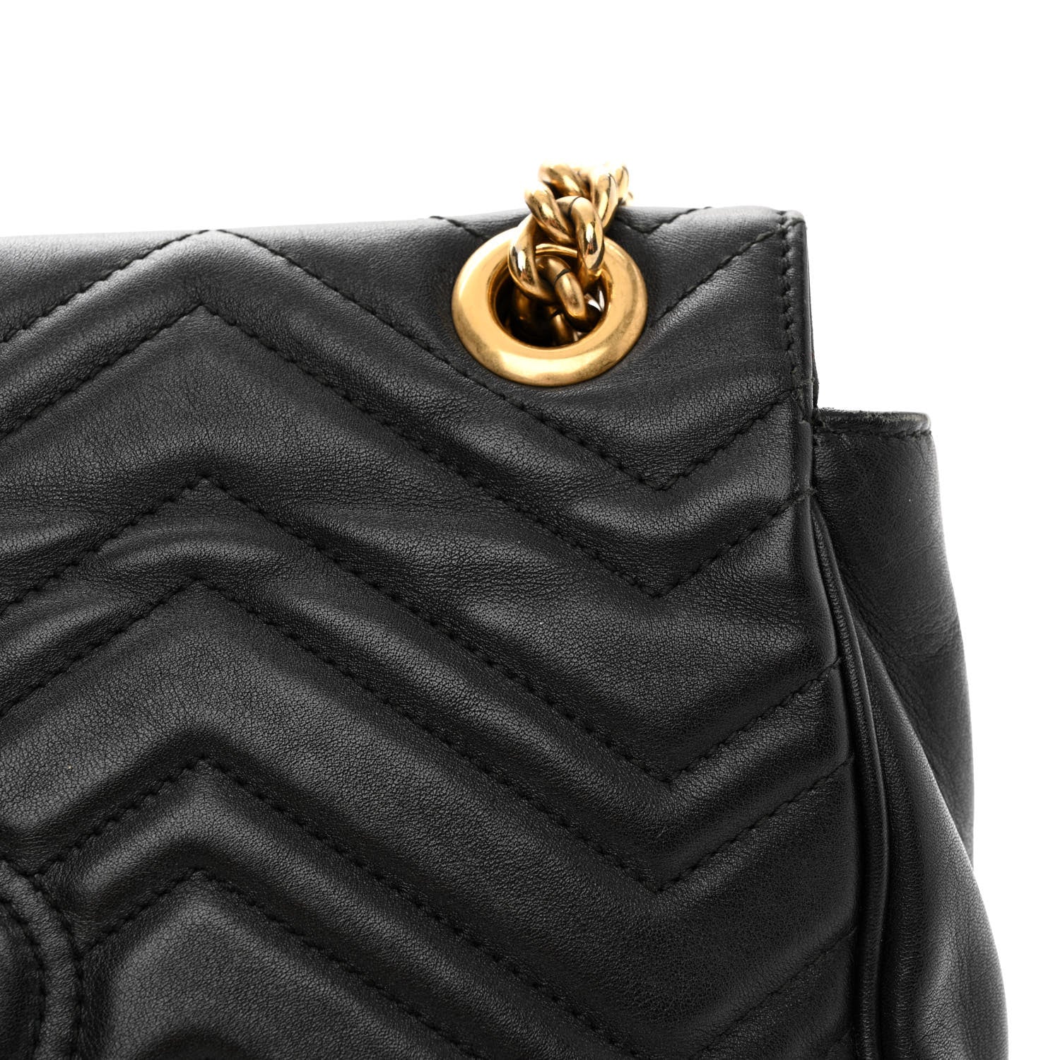 Gucci Calfskin Matelasse Medium GG Marmont Shoulder Bag Black 14 of 18