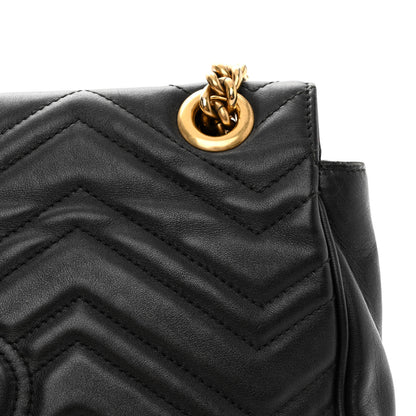 Gucci Calfskin Matelasse Medium GG Marmont Shoulder Bag Black 14 of 18