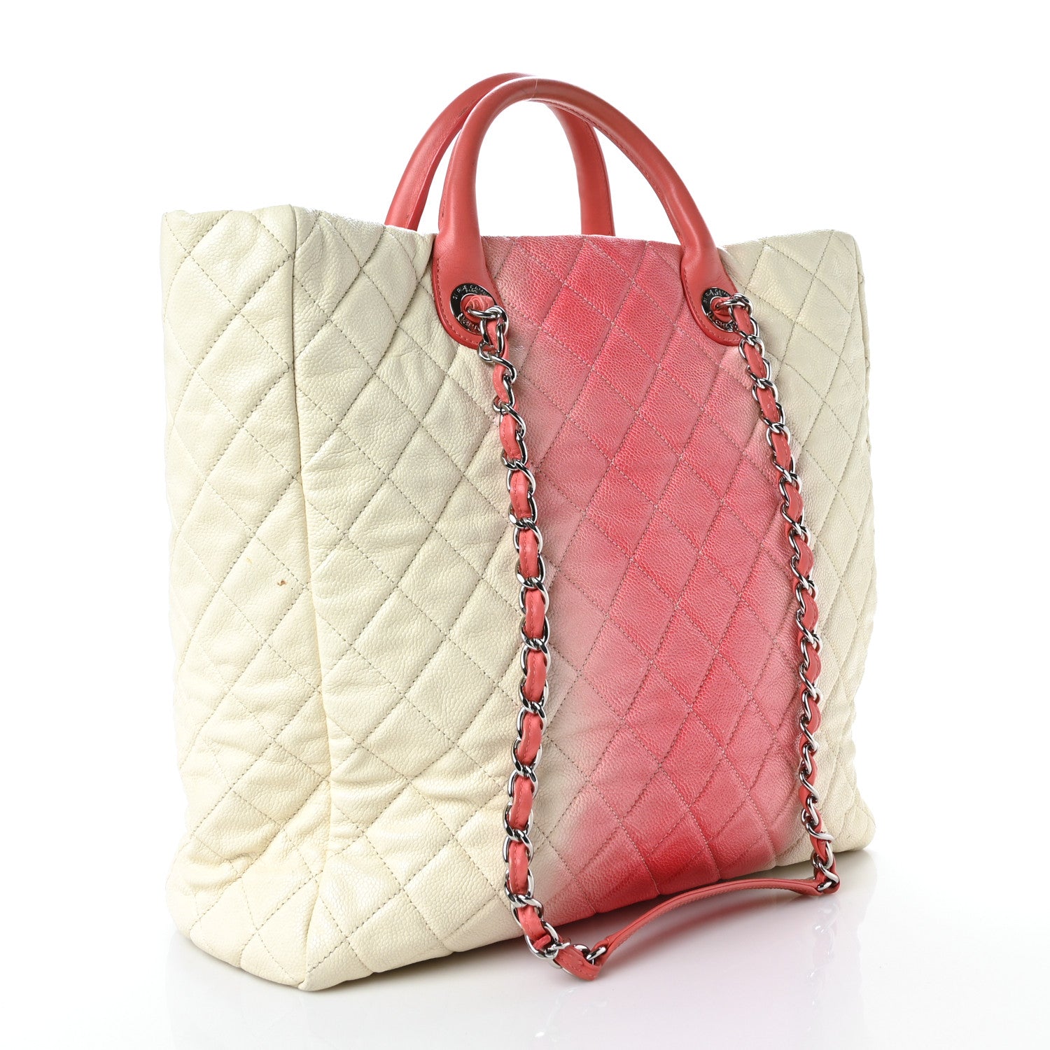Chanel Caviar Ombre Large Shopping Tote White Rose 3 of 21